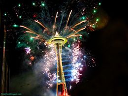 fireworks in the Seattle sky